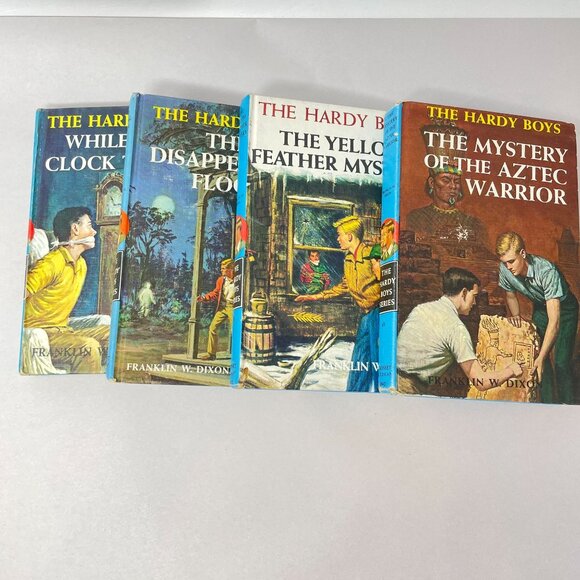 The Hardy Boys Book Lot of 4 Yellow Feather Aztec Warrior‎ Disappearing Floor - Picture 1 of 16